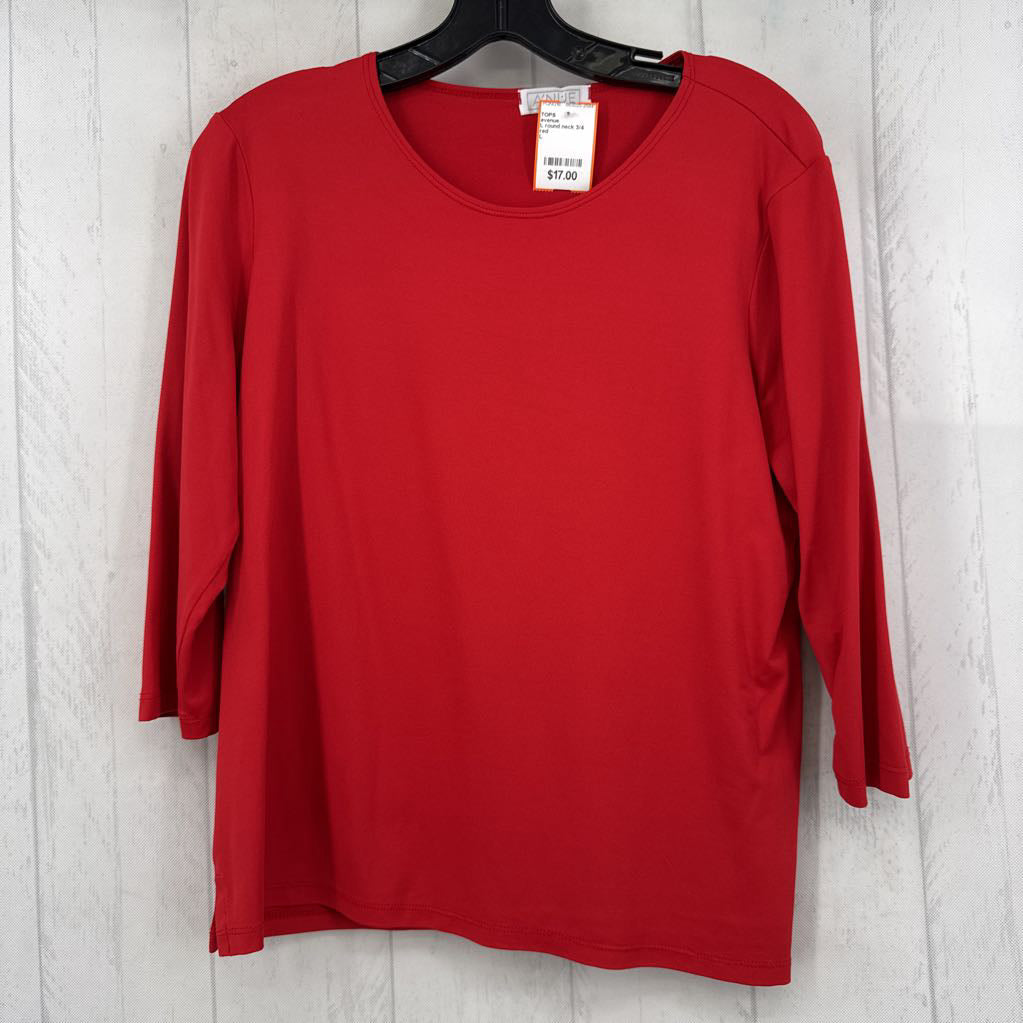 L round neck 3/4 slv tee