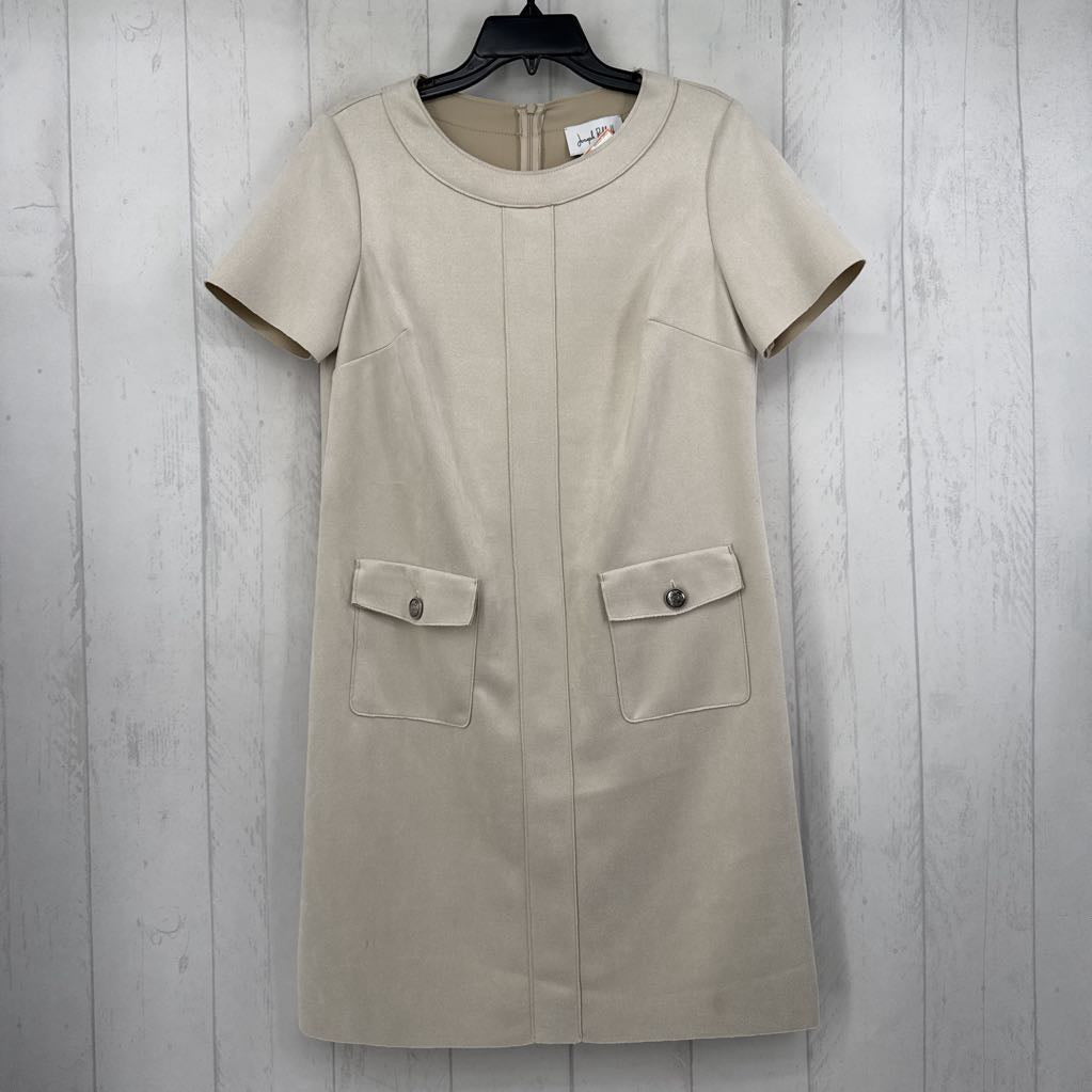 8 faux suede double pocket s/s dress