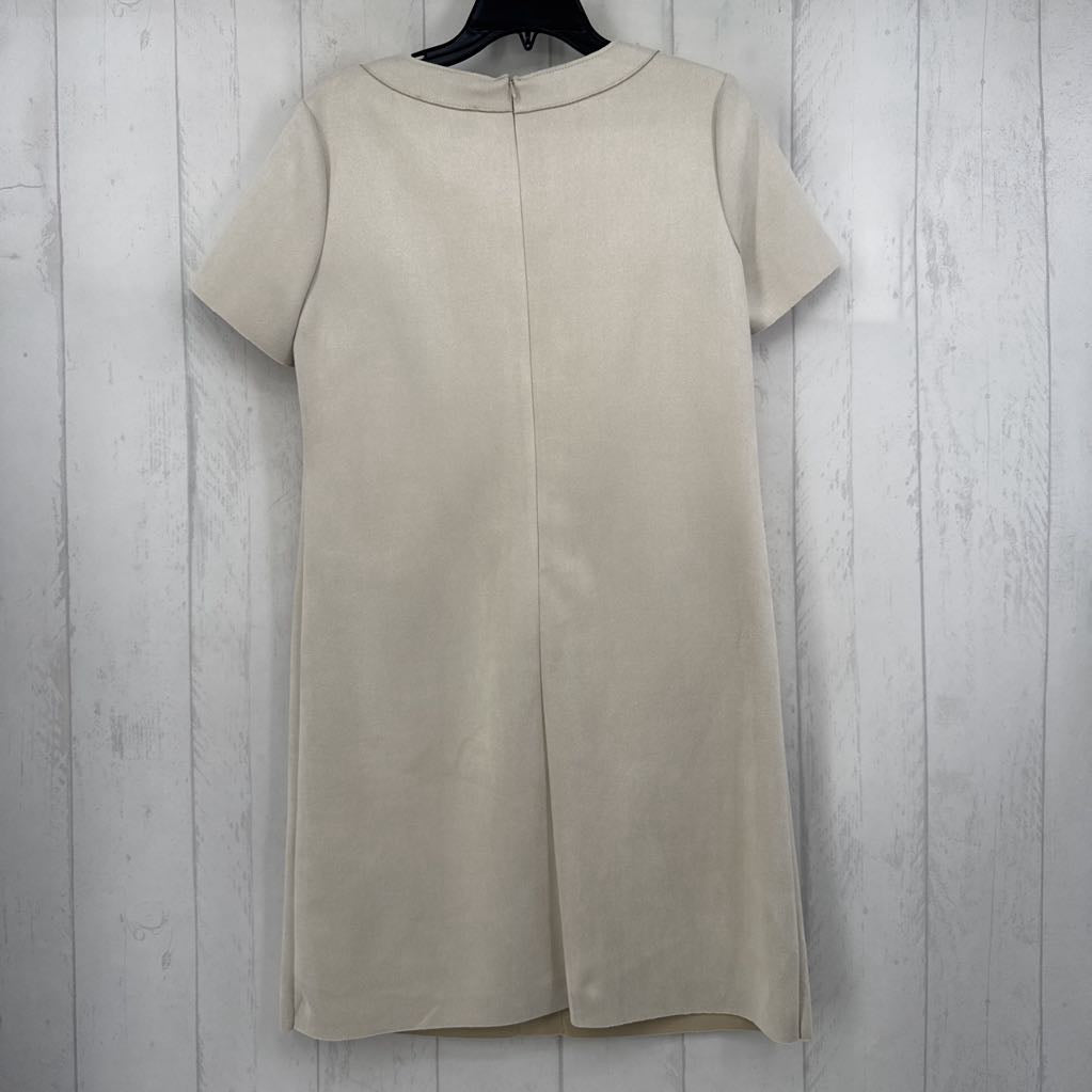 8 faux suede double pocket s/s dress