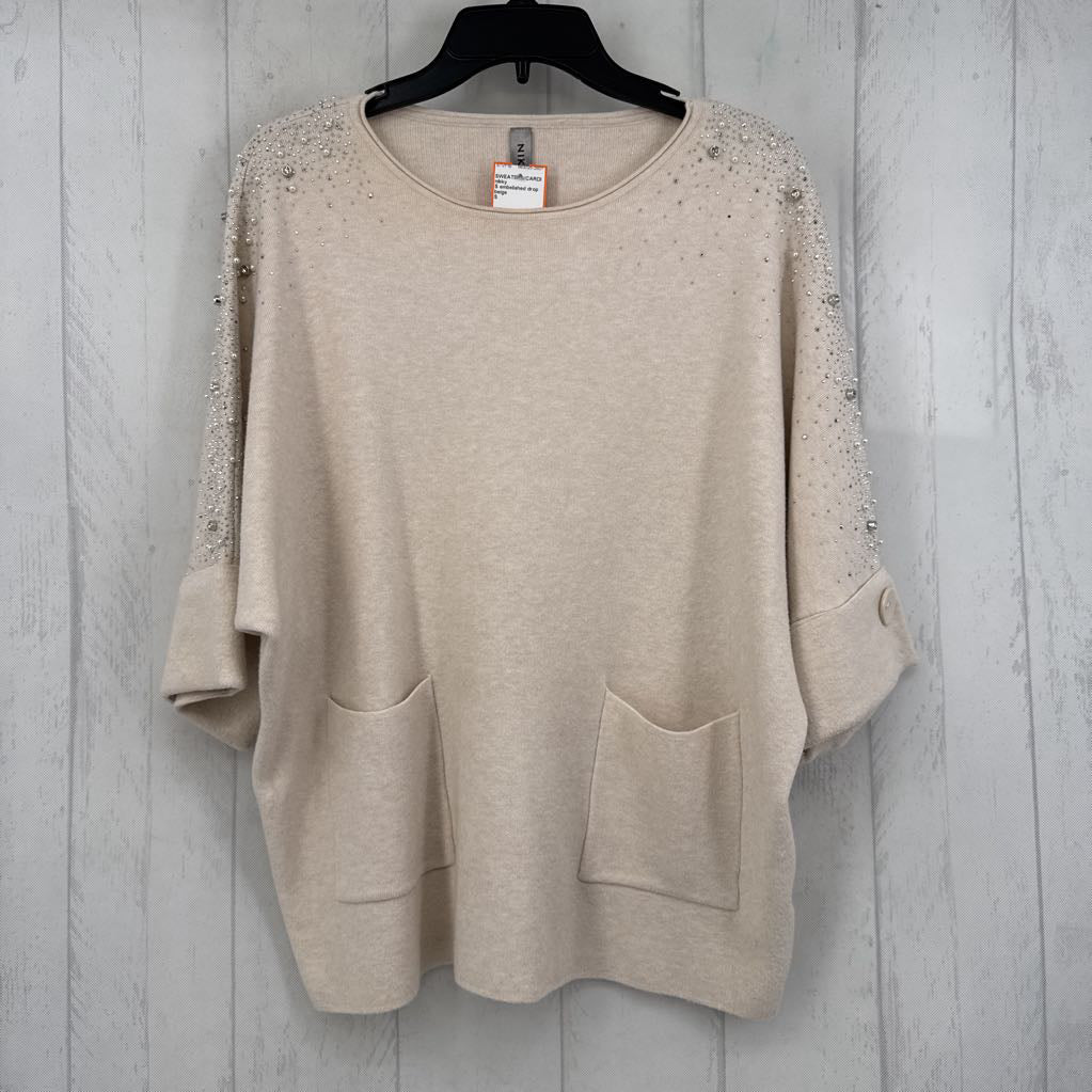 S embelished drop shoulder sweater