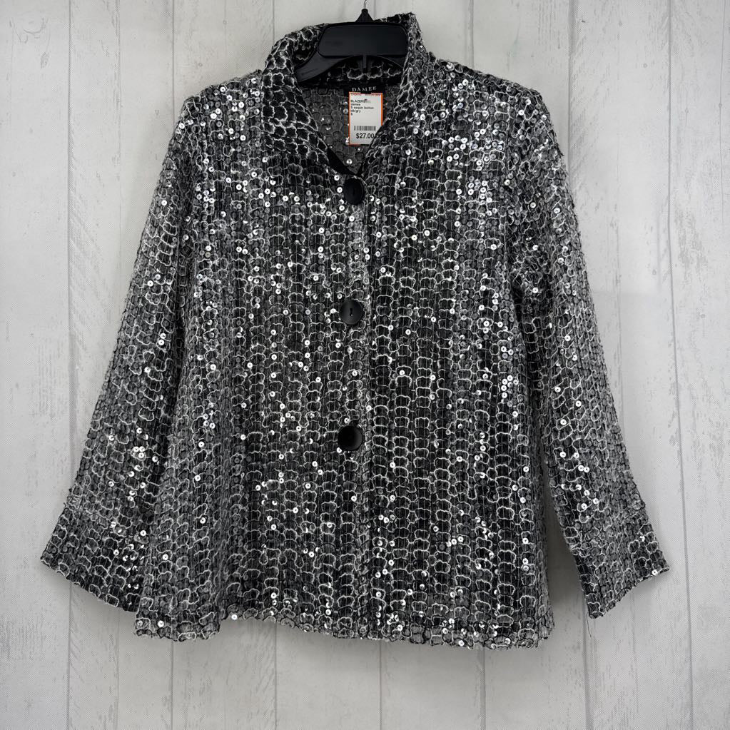 S sequin button down jacket