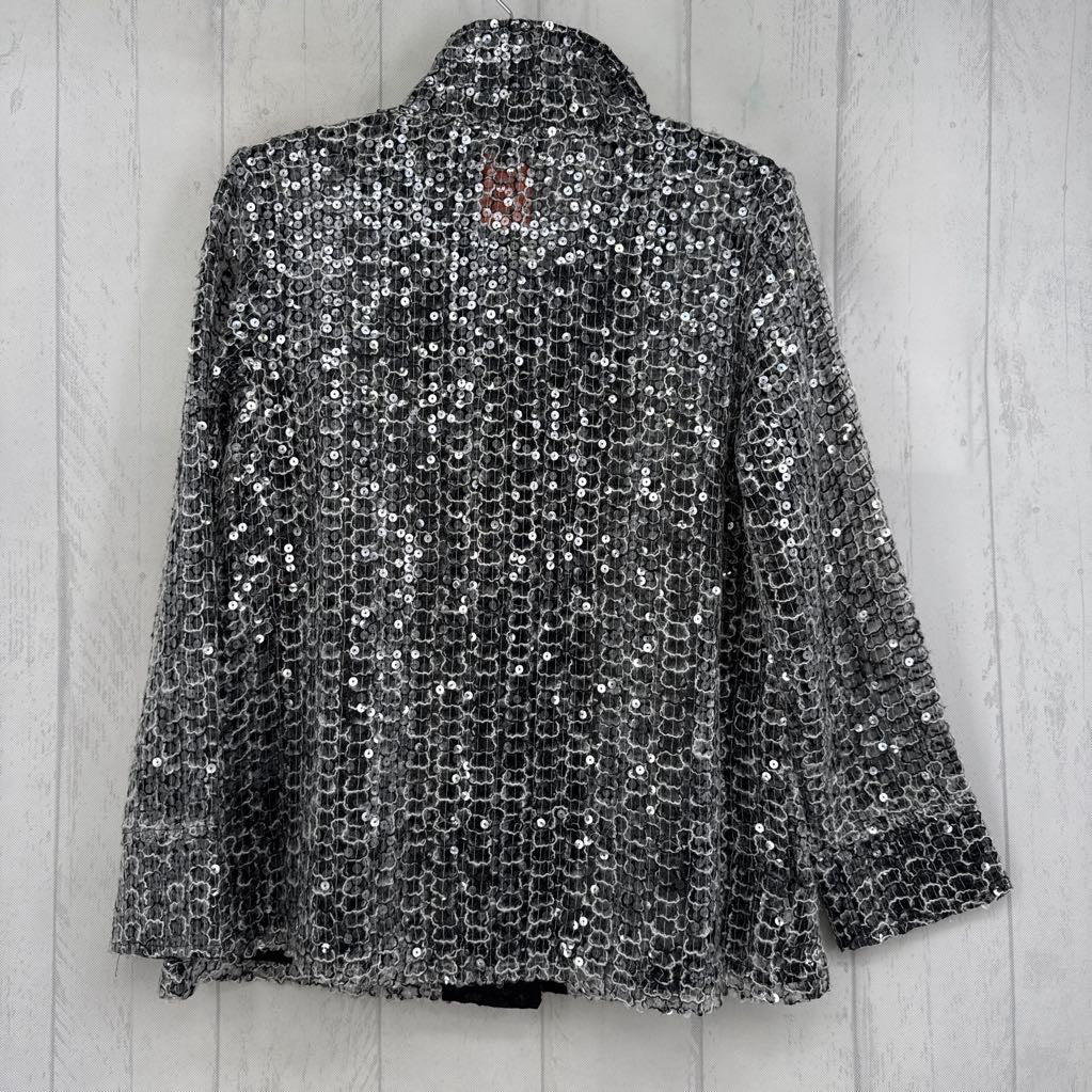 S sequin button down jacket