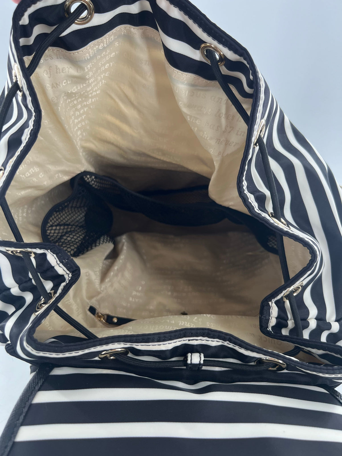striped nylon front flap backpack