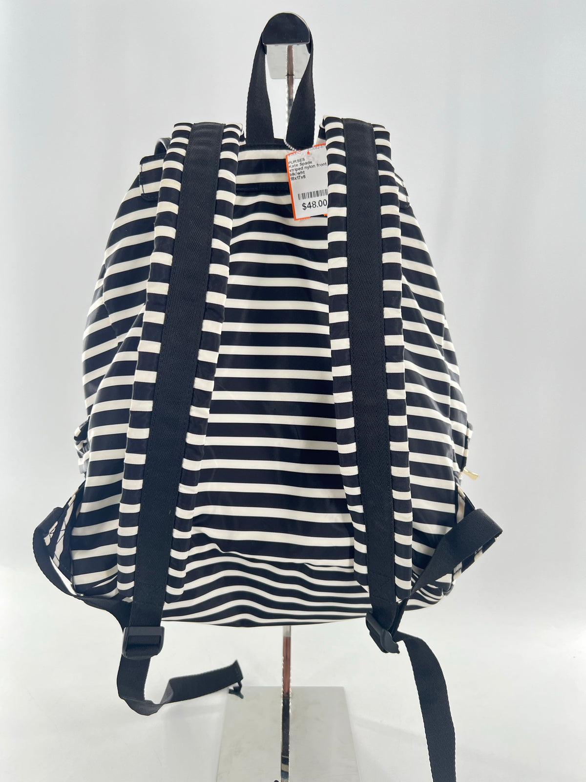 striped nylon front flap backpack