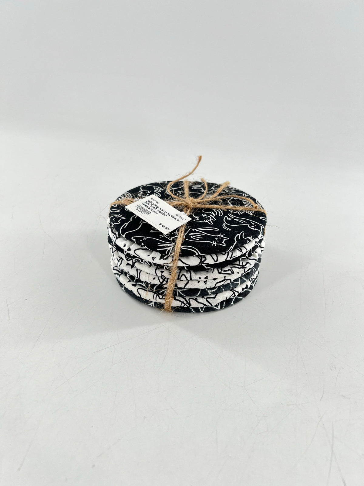 playing card holders-blk/wht spider webs/cats