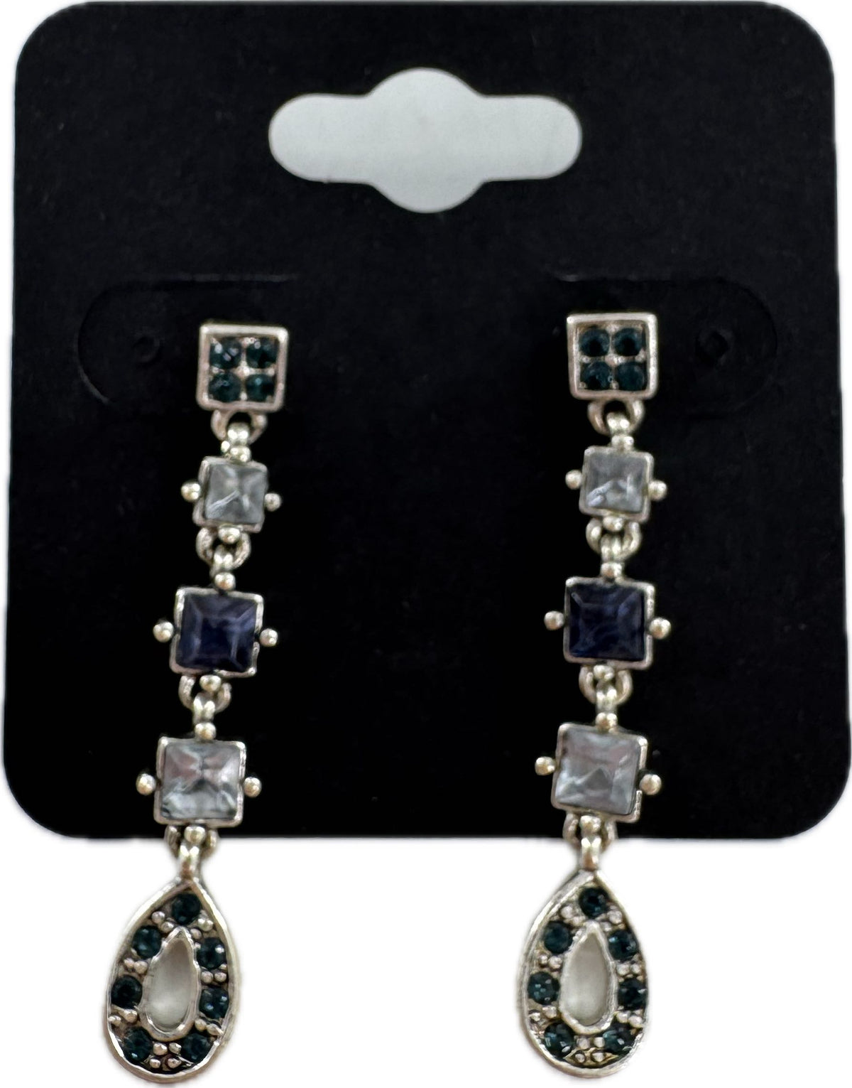 blue cz dangle earrings