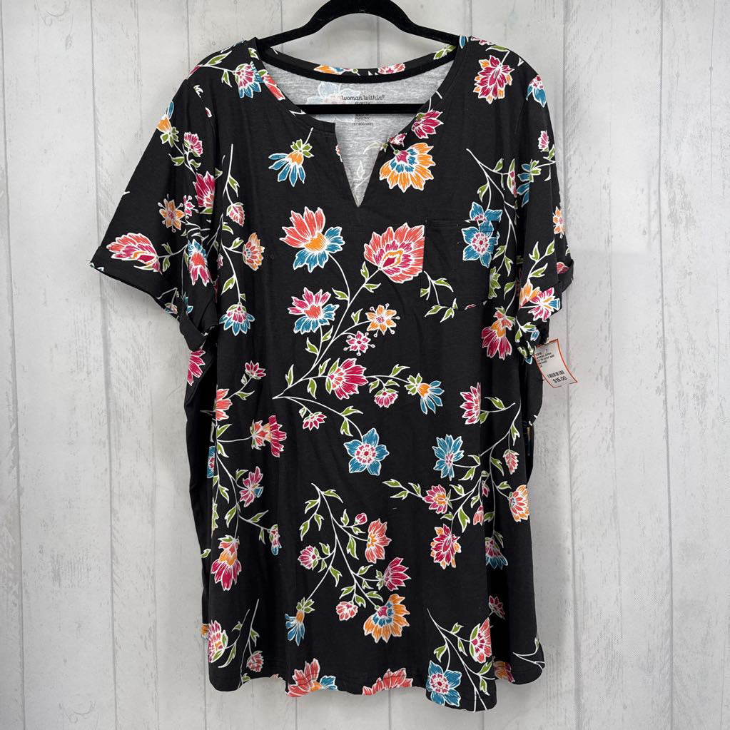 2X flo print split neck s/s tee