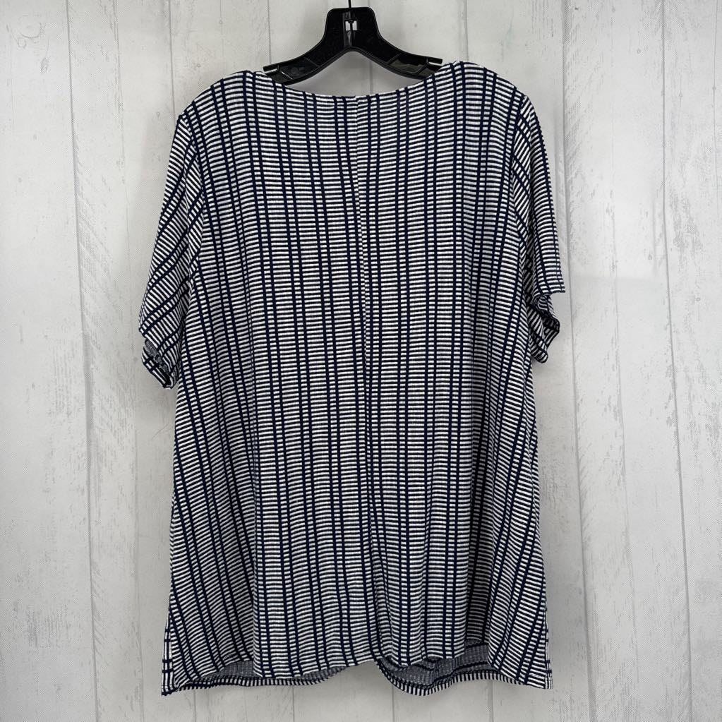 2X printed gathered hem s/s top