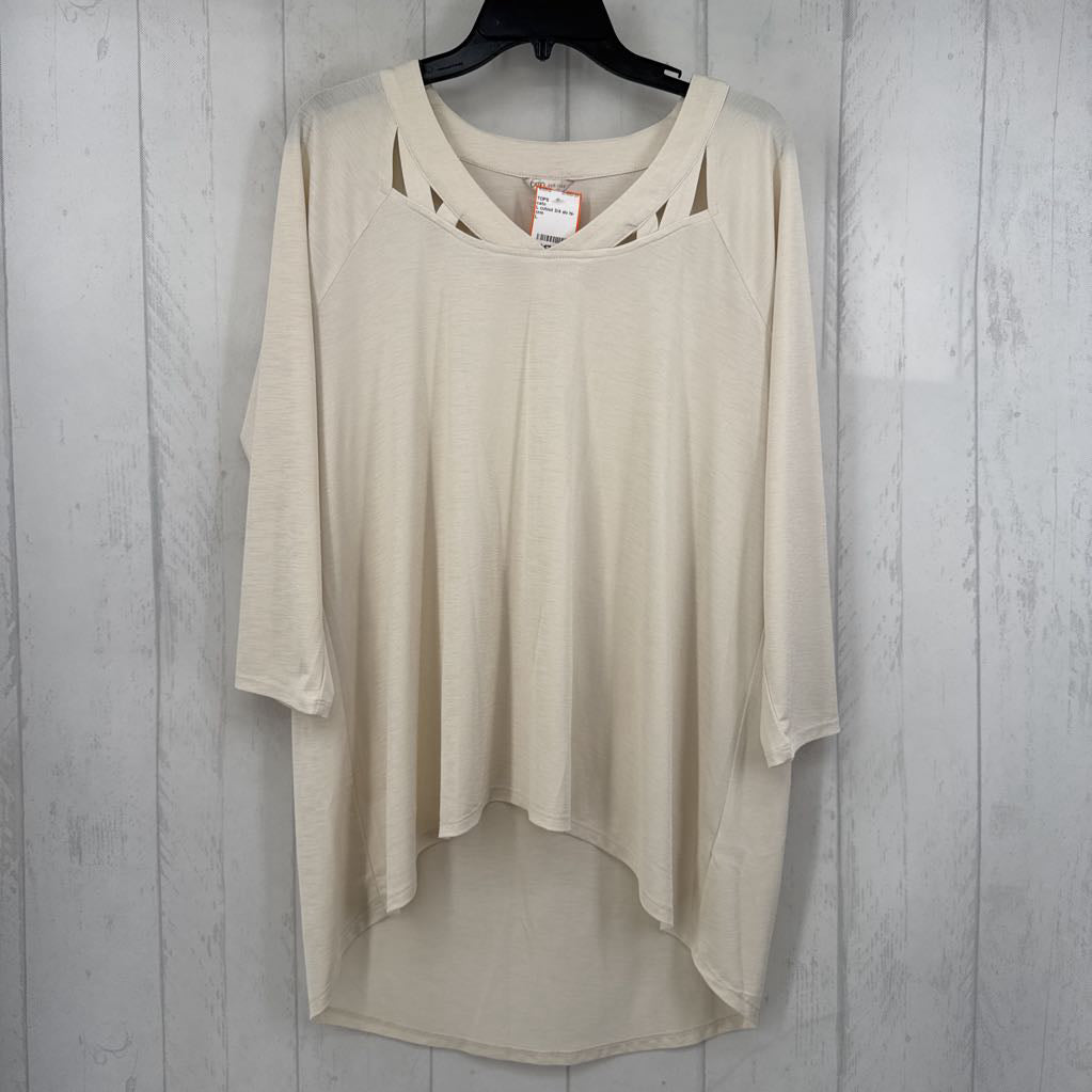 L cutout 3/4 slv hi-lo top