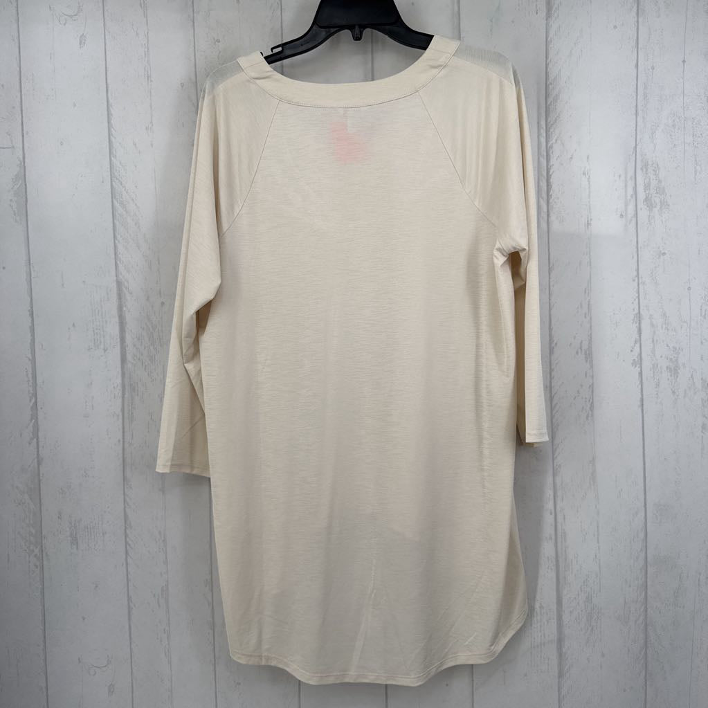 L cutout 3/4 slv hi-lo top