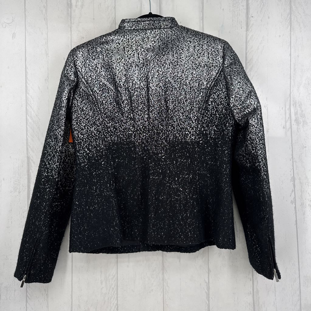 10p metallic textured zip front blazer