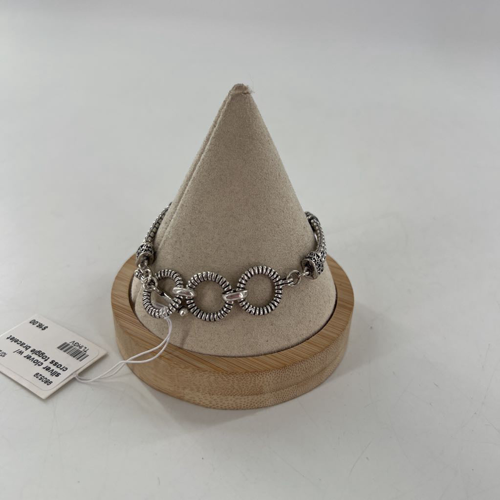 silver clover w/ cross toggle bracelet