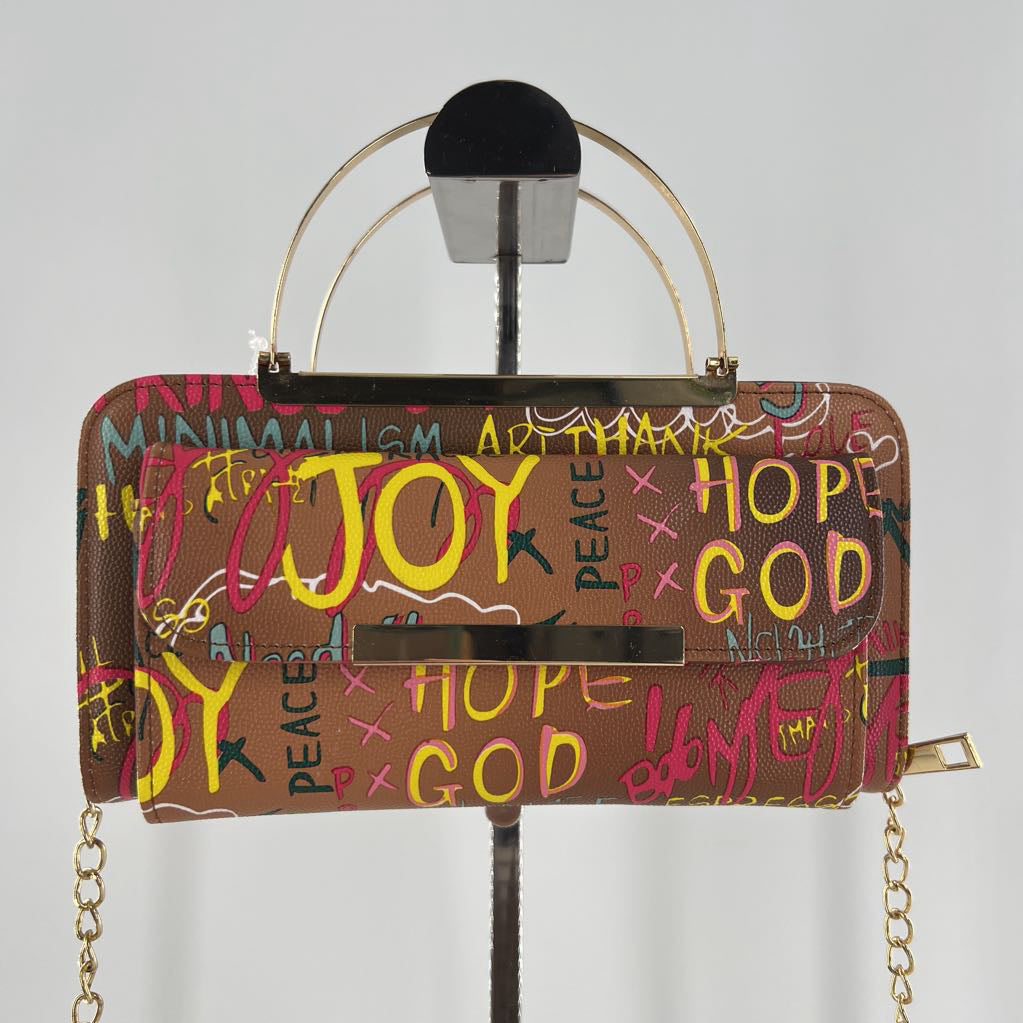 vegan leather graffiti print crossbody