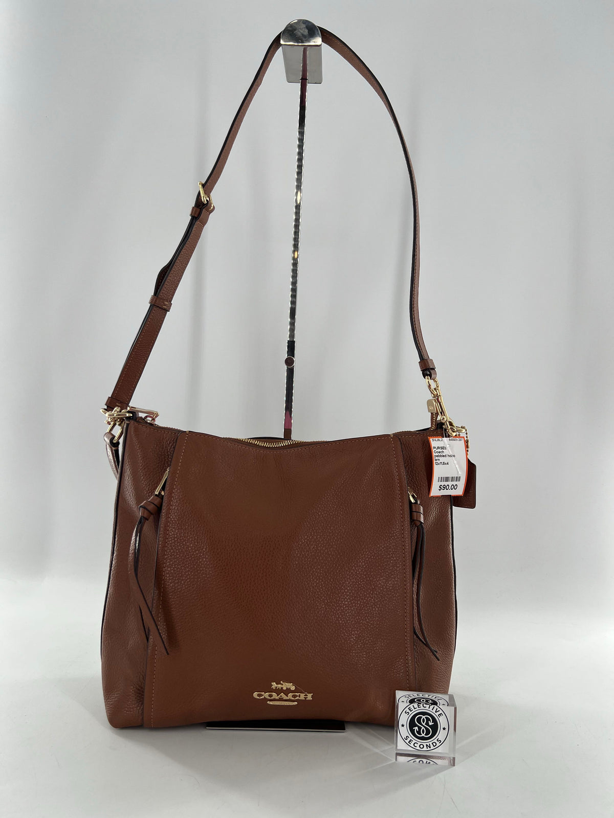 pebbled hobo shoulder bag w/ front zip pockets