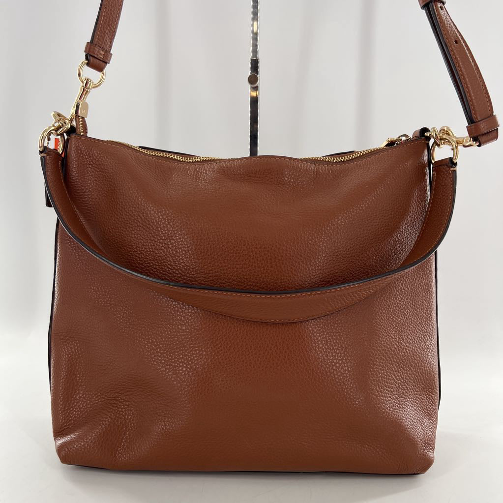 pebbled hobo shoulder bag w/ front zip pockets