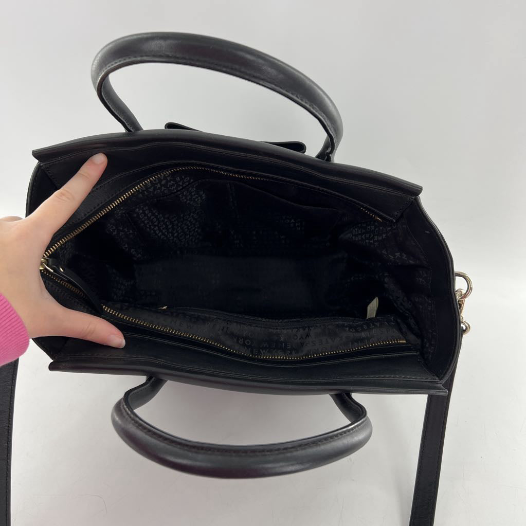 dual handle bow top zip satchel
