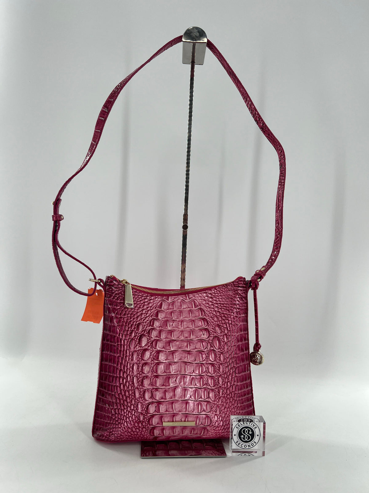 croc embossed top zip crossbody