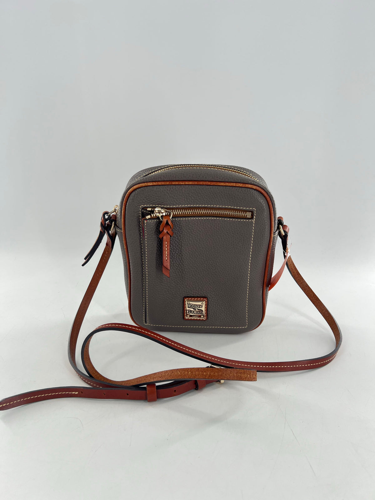 pebbled crossbody zip front pocket