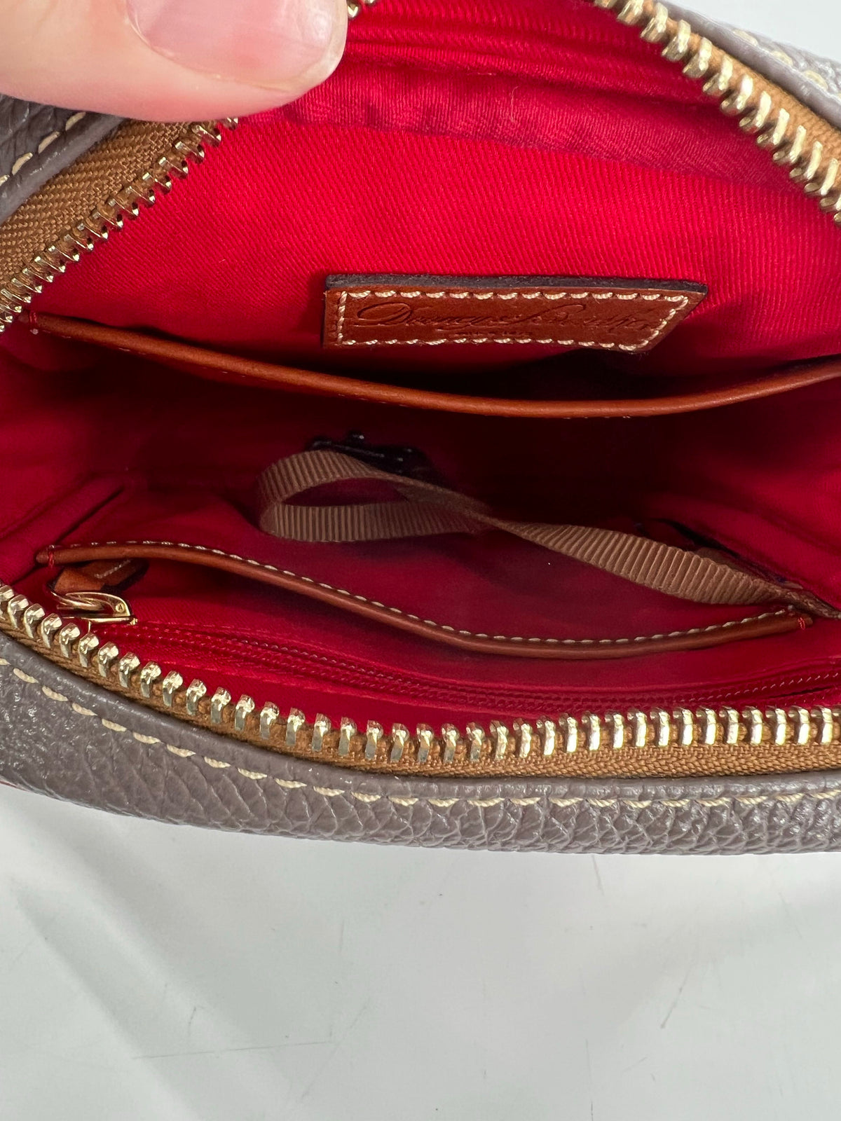 pebbled crossbody zip front pocket