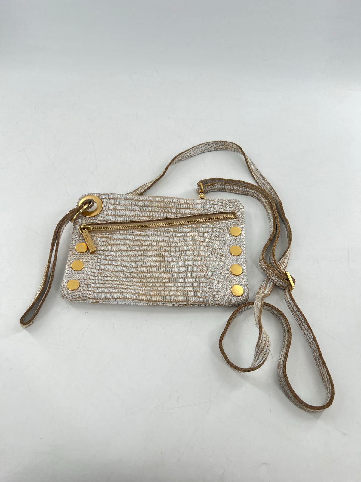 snake embossed studded crossbody/wristlet/clutch