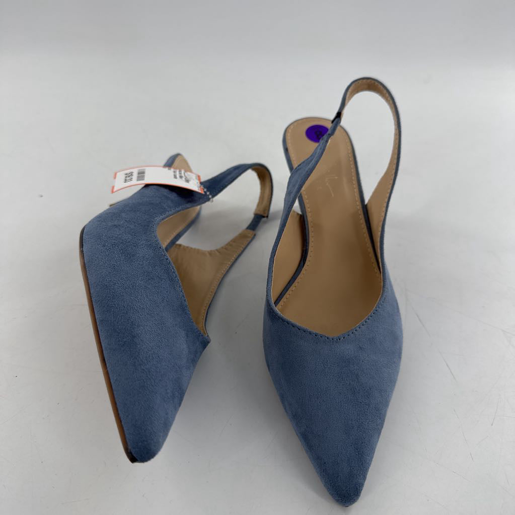 8 faux suede slingback kitten heel