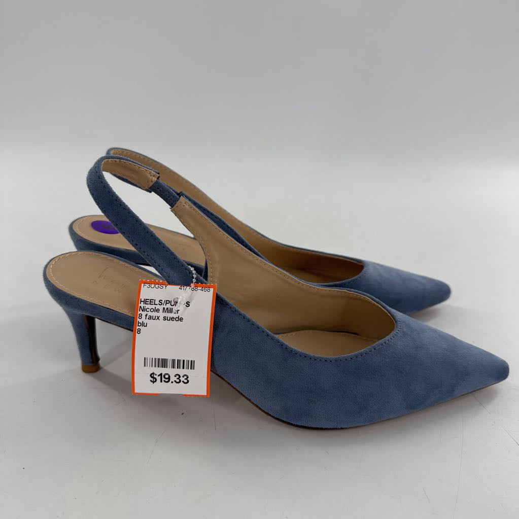8 faux suede slingback kitten heel