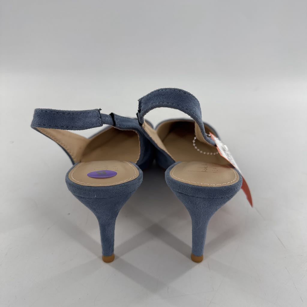 8 faux suede slingback kitten heel