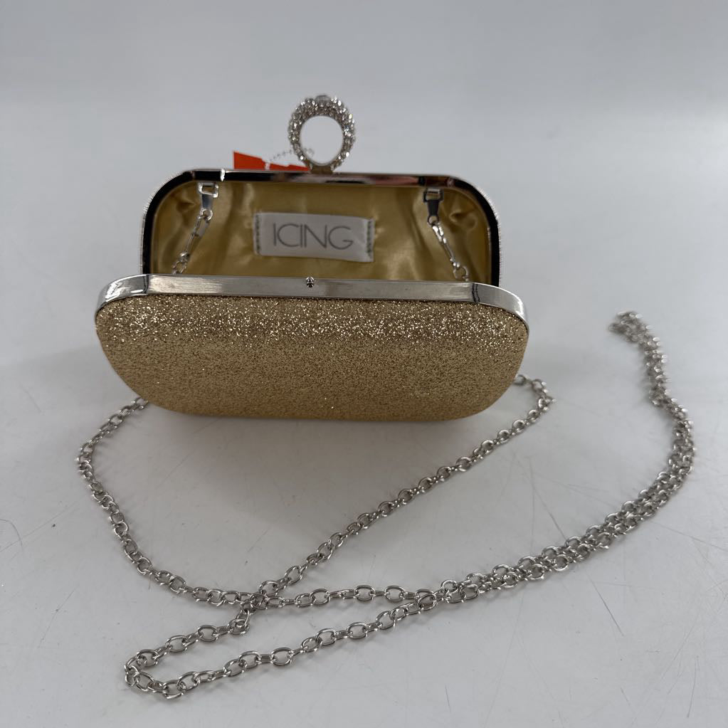 gold glitter clutch
