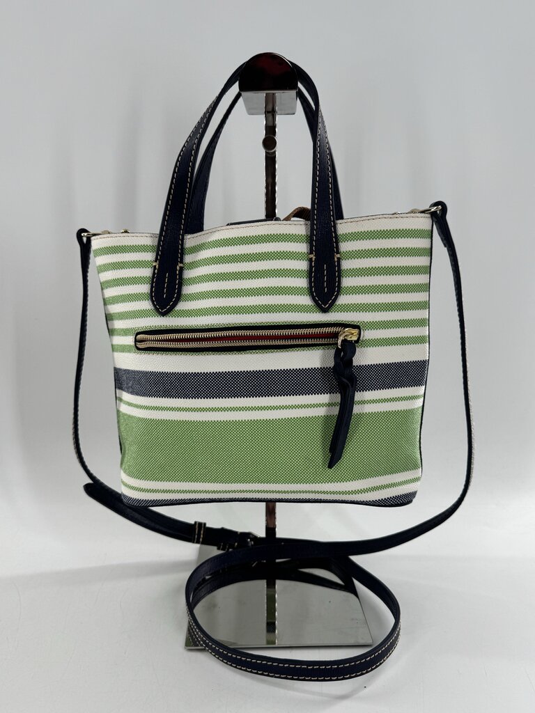 stripe small dual handle satchel/crossbody