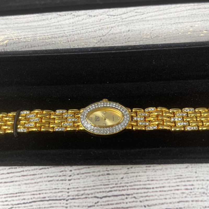 Elizabeth Taylor White Diamond Watch with Oval Rhinestone Face