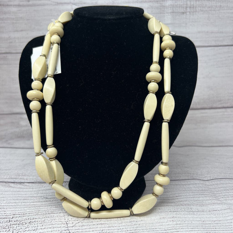 Chico's Ivory Wooden Beaded Necklace