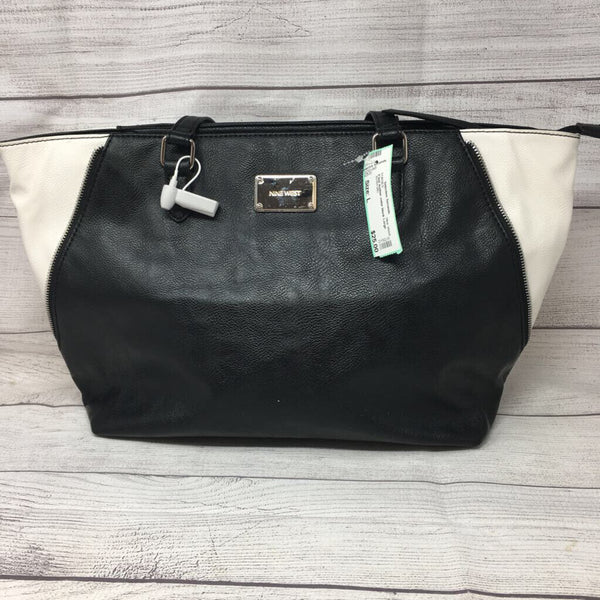 Faux leather color block Large tote