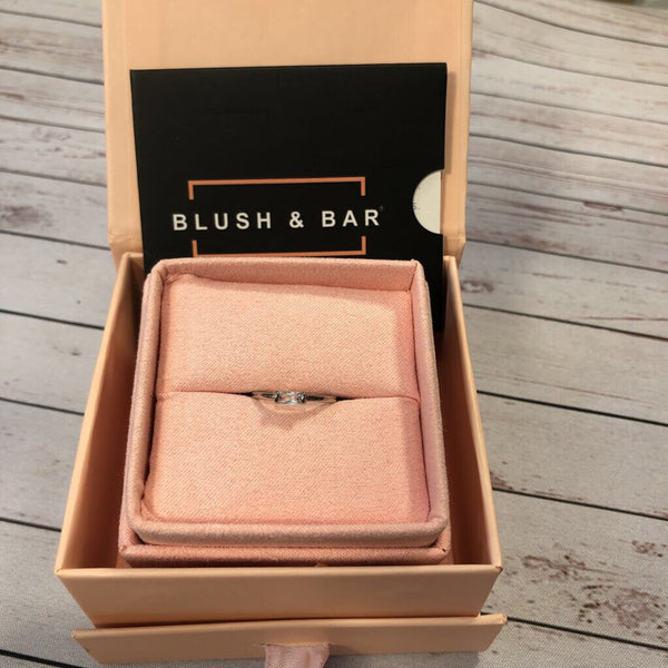 Sz 5 Blush & Bar Silver Moonie Glass Geometric Ring