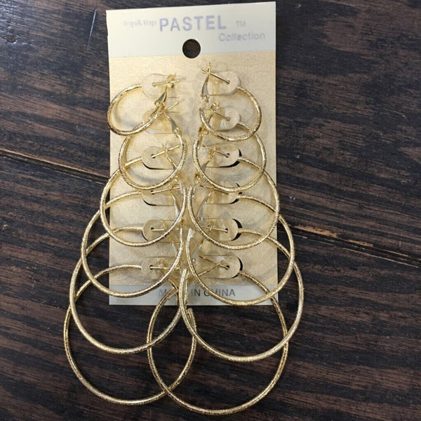 Set of 6 Gold Hoop Earrings