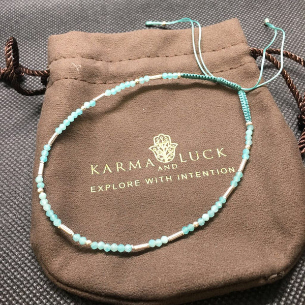 Karma & Luck Turqoise & Silver Adjustable Bracelet
