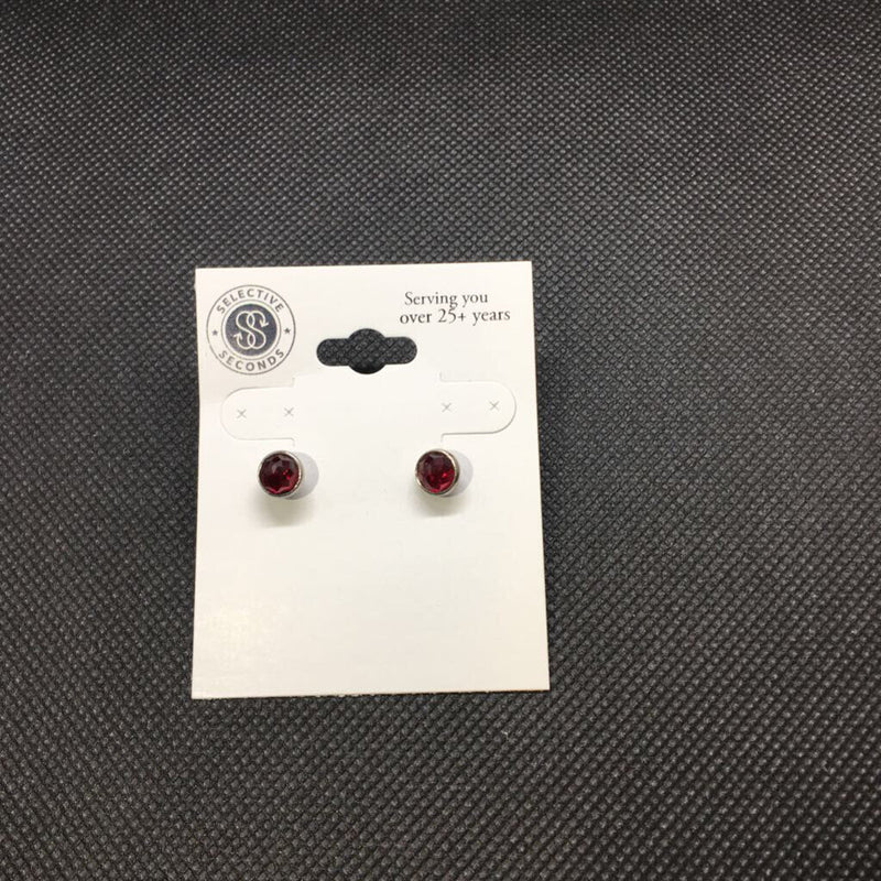 .925 Earrings with Red Stone