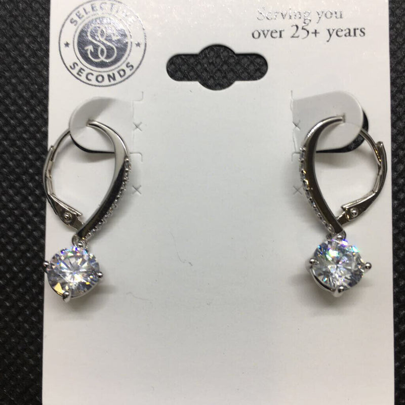 .925 CZ Drop Earrings with Crystal Accents