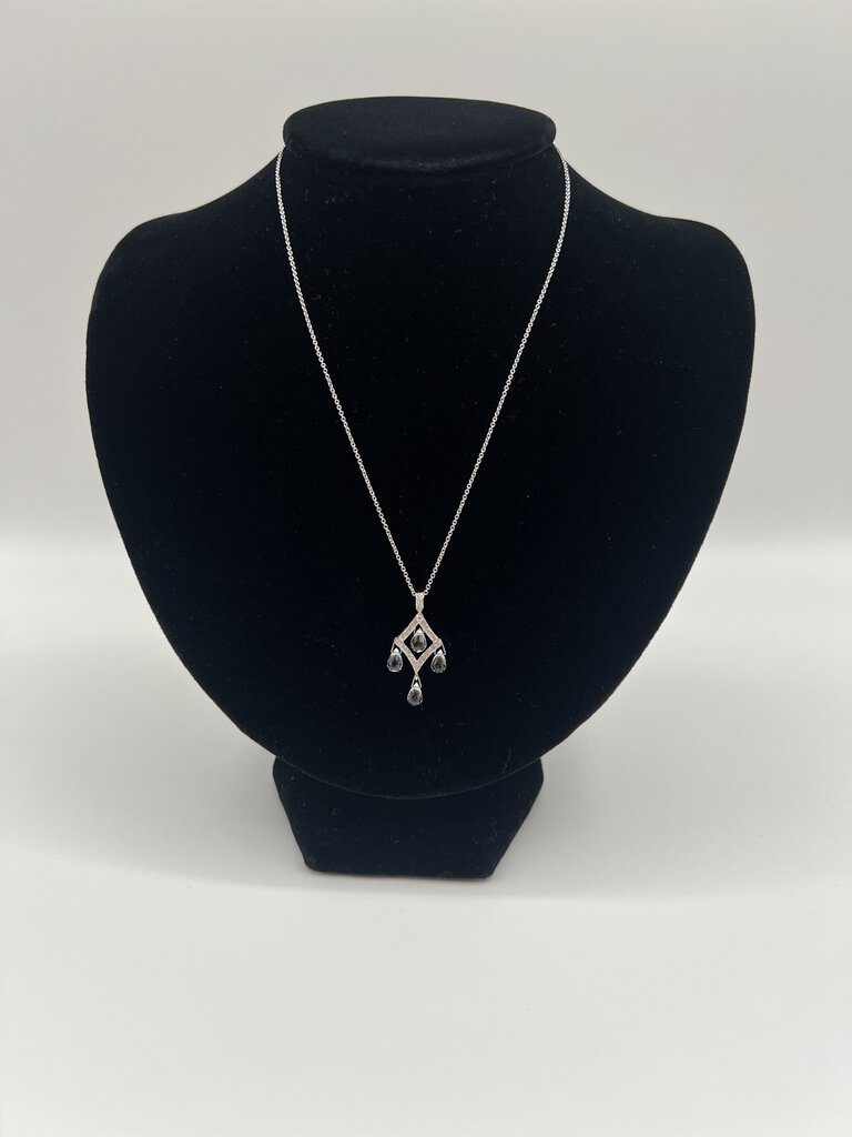 18K Etched w/swarovski crystal necklace
