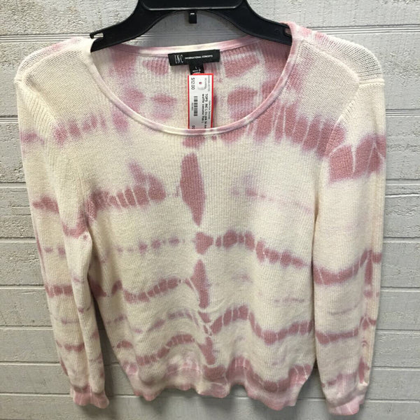 L l/s pink tie dye waffle sweater