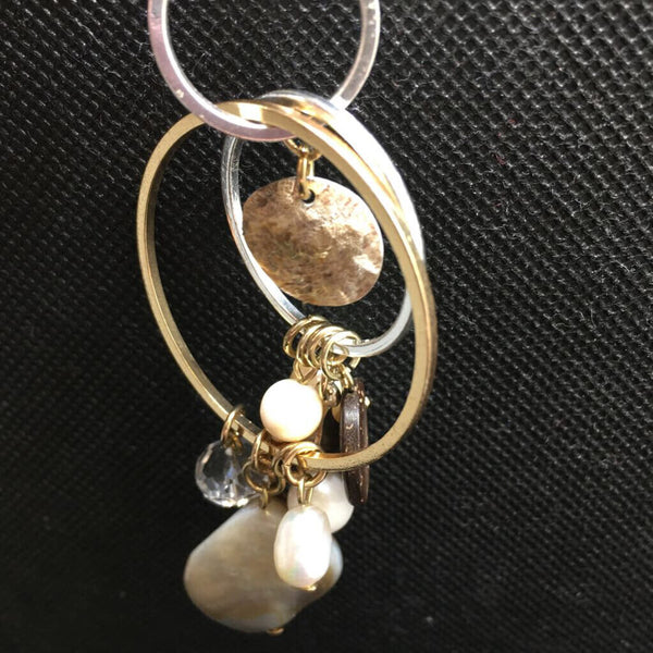 silver & goldtone pendant w/abalone & beads