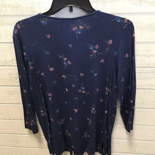 M 3/4 slv floral v neck