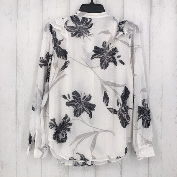R89 XS l/s sheer floral button down
