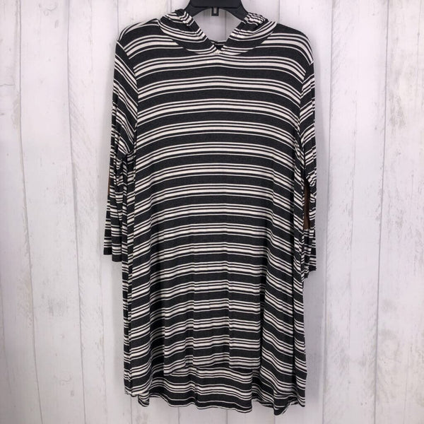 M l/s striped elbow patch hoodie
