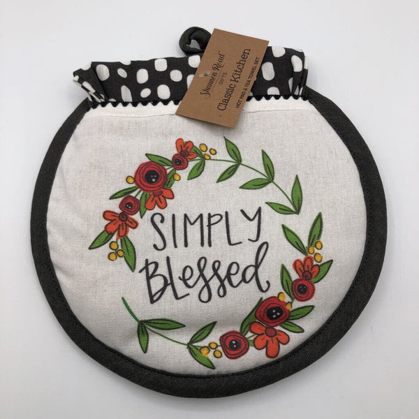2pc simply blessed hot pad w/ tea towel set